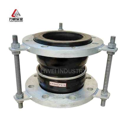 EPDM本体材質、フランジ端付き設計の二重球フレキシブルゴムジョイント。流体輸送システムにおけるシール性と柔軟性を確保。